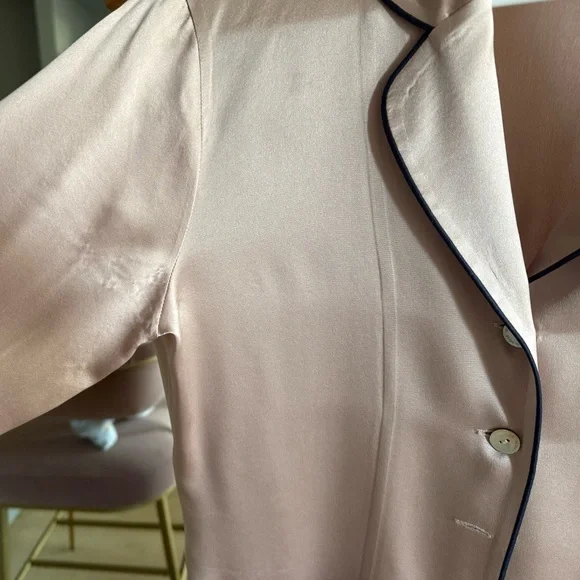 Olivia Von Halle Coco Oyster Black Pajama Set - Size 3 Medium US 8 - Picture 9 of 9